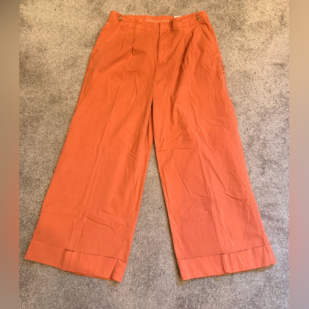 American Eagle Outfitters Women's Orange Wide-Leg Pants Sz: 12